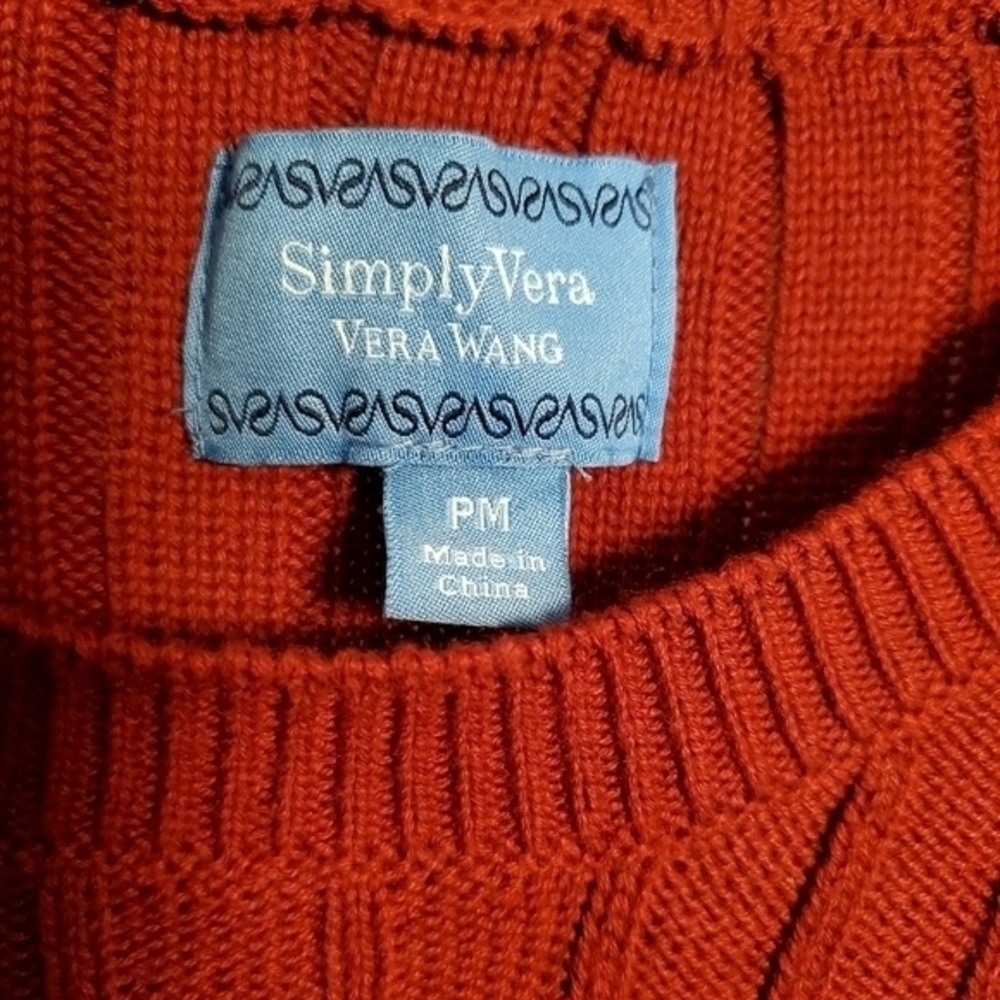 Simply Vera Vera Wang Red Knit Sweater Black Details PM NWT - Picture 6 of 6